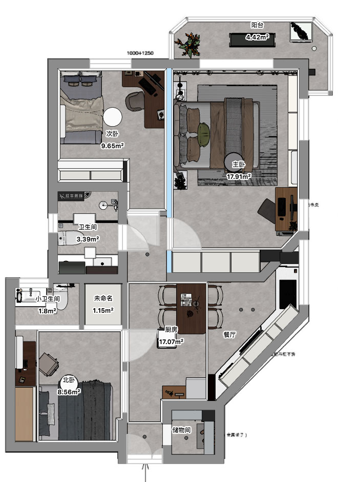孟宪涛｜金宝花园4-2605-95㎡-现代简约风格｜3室1厅2卫｜老房装修｜定制家｜全包14